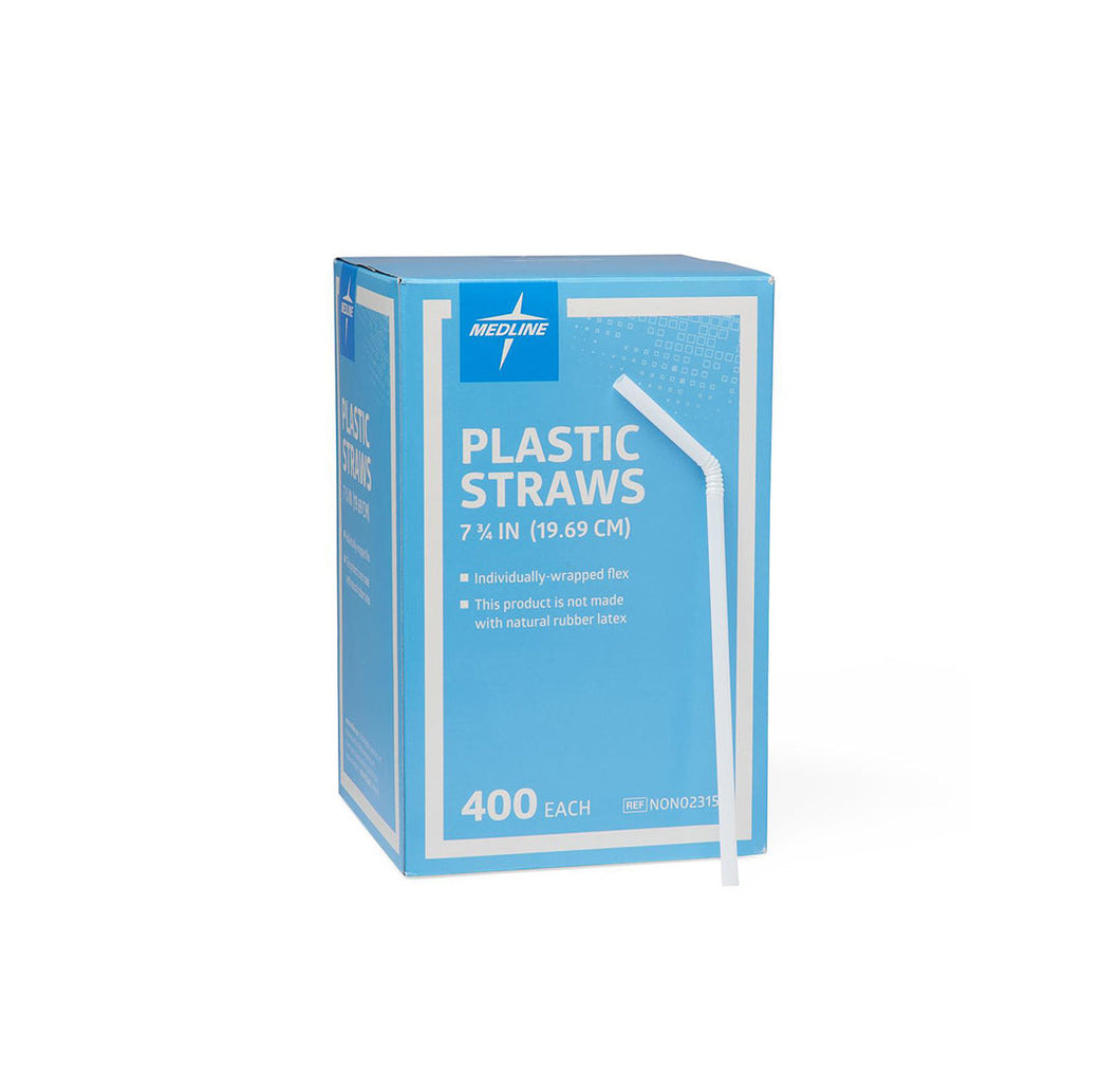 Medline Flexible Plastic Drinking Straws