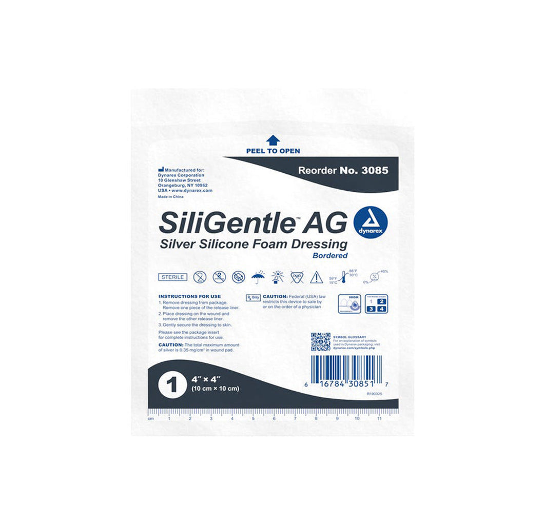 Dynarex SiliGentle AG Silver Silicone Foam Dressing